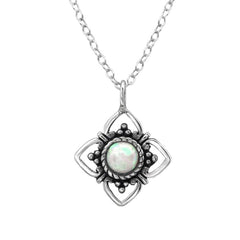 Peacock Druzy Oxidised Sterling Silver Necklace