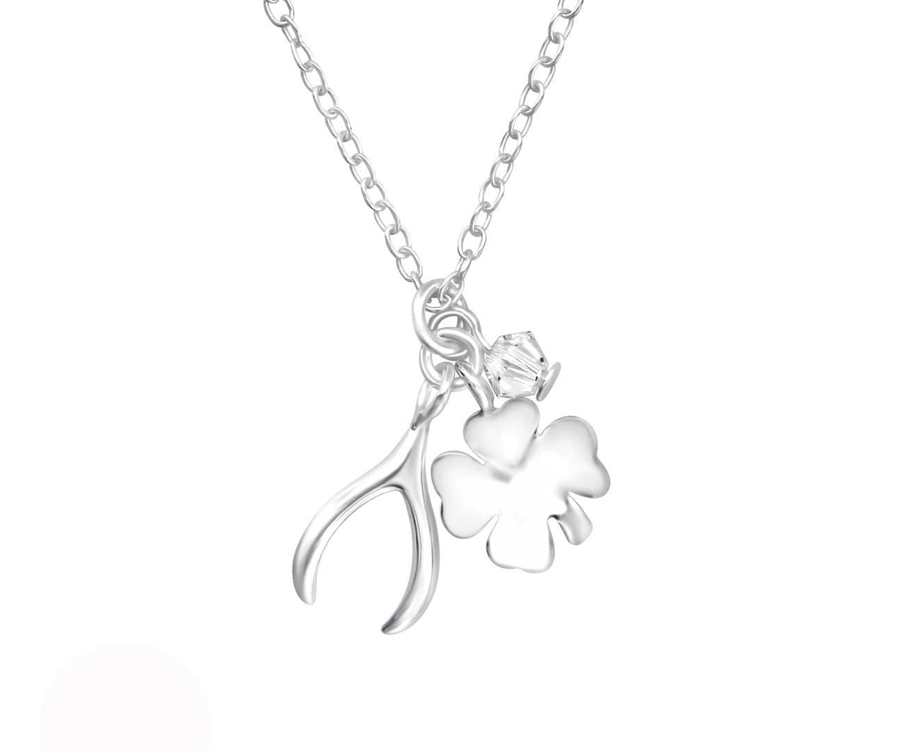 Sterling Silver Lucky Charm Necklace Made With Swarovski Crystal