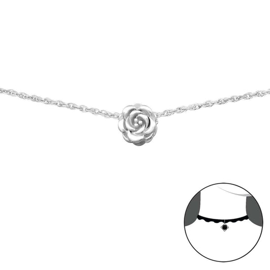 Silver Rose Choker