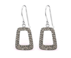 Sterling Silver Trapezoid Earring Made With Swarovski Crystal Greige