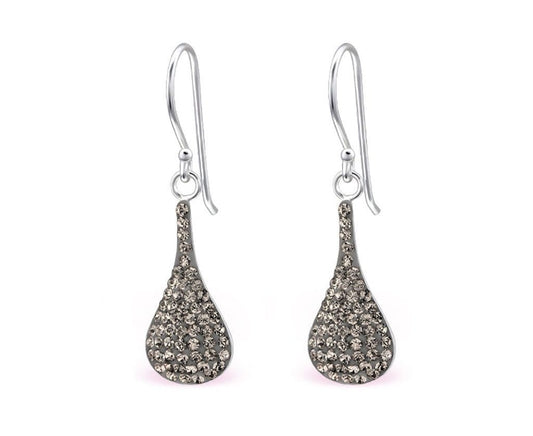 Sterling Silver Pear Earrings Made With Swarovski Crystal