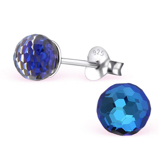 Sterling Silver Stud earrings made with Swarovski Crystal-Bermuda Blue