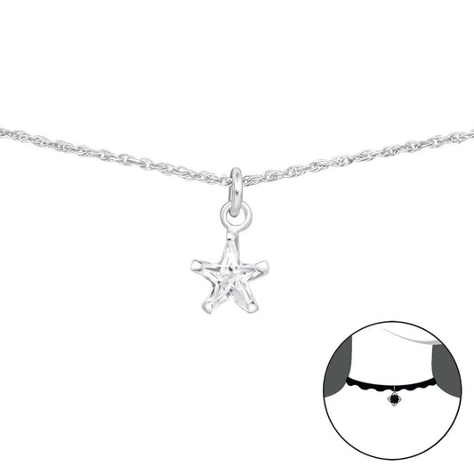 Silver Star Choker with Cubic Zirconia