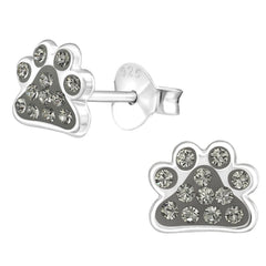 Silver Kids Paw Print Stud earrings