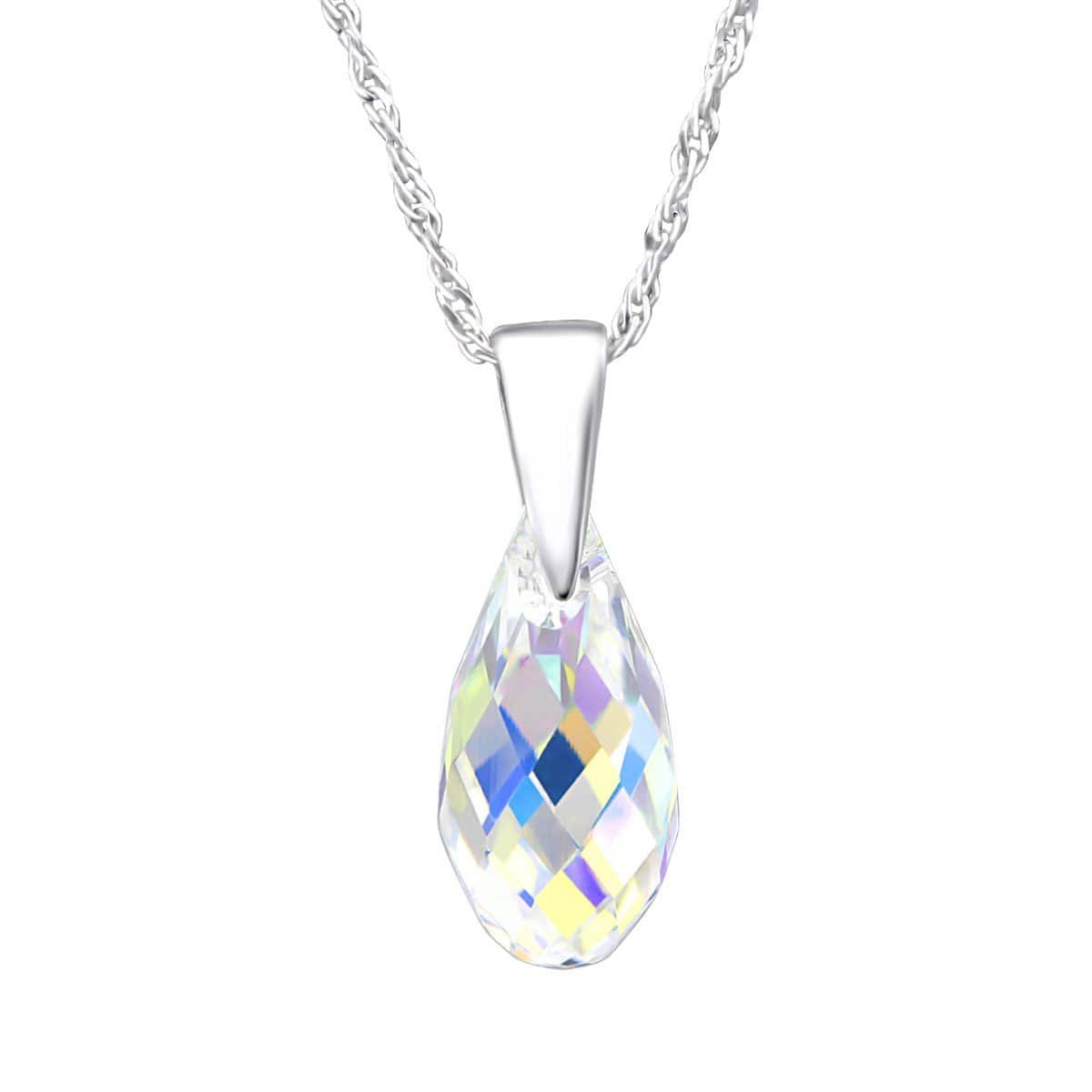 Sterling Silver Teardrop Necklace Made With Swarovski Crystal