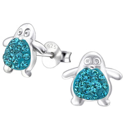 Silver  Penguin Stud earrings For Girls