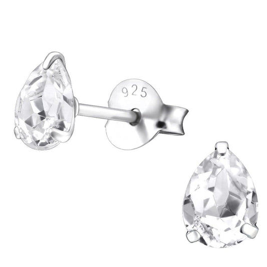 Sterling Silver Pear Stud Earrings