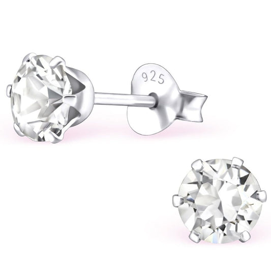 Sterling Silver Round Stud Earrings