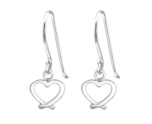 Simple Silver Heart Drop Earrings