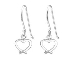 Simple Silver Heart Drop Earrings