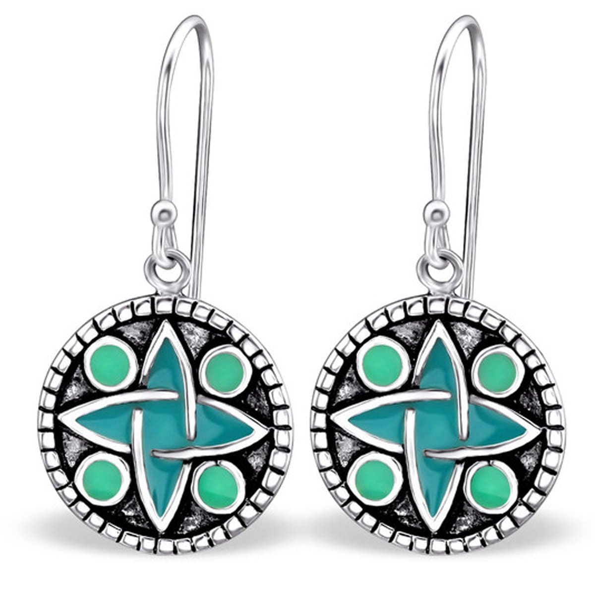 Sterling Silver Round Turquoise Earrings