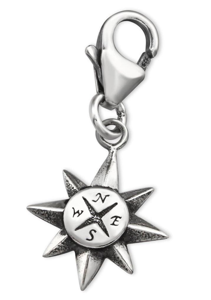 Sterling Silver Compass Clip on Charm