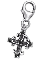 Sterling Silver Crystal Cross Clip on Charm