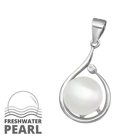 Silver Freshwater Pearl Teardrop Pendant