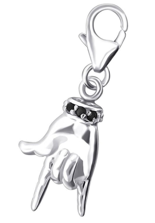 Sterling Silver Cubic Zirconia Love Sign Clip on Charm