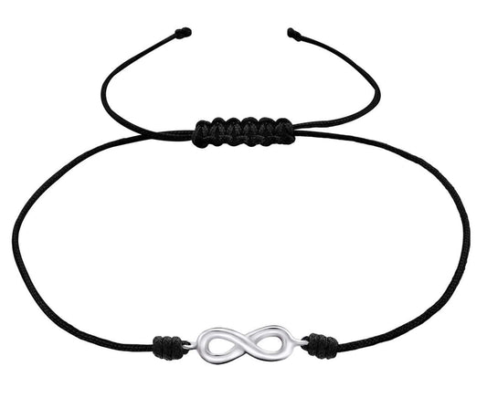 Sterling Silver Infinity Adjustable Corded Bracelet