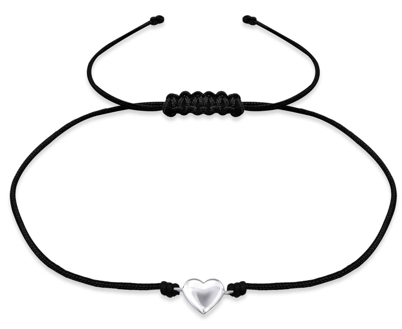 Sterling Silver Heart Corded Bracelet