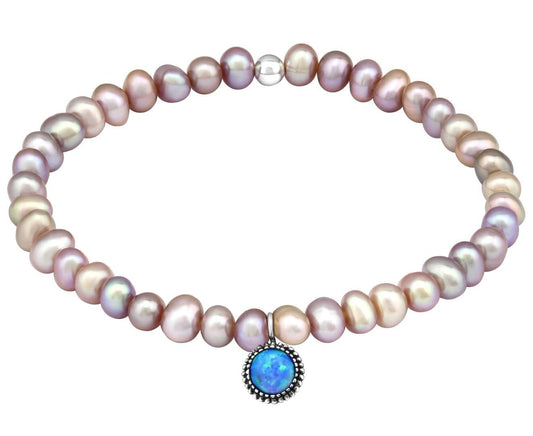 Sterling Silver Azure Pearl Round Bracelet