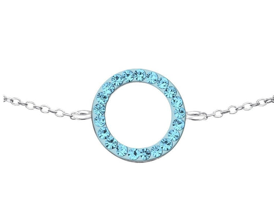 Sterling Silver Crystal Circle Bracelet