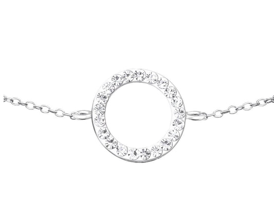 Sterling Silver Crystal Circle Bracelet