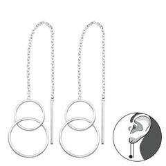 Silver Thread Circle Plain Earrings