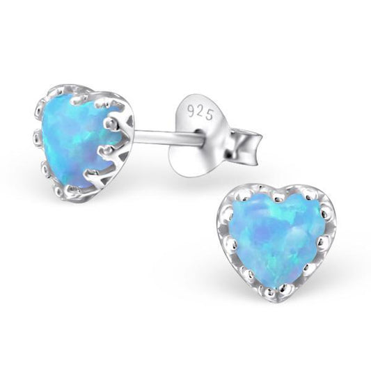 Silver Opal Stud Earrings- Azure