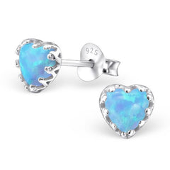 Silver Opal Stud Earrings- Azure