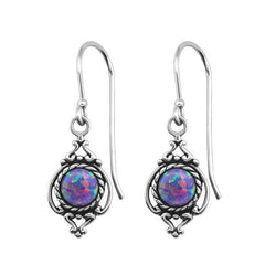 Silver Opal Marquise Earrings