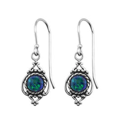 Silver Opal Marquise Earrings