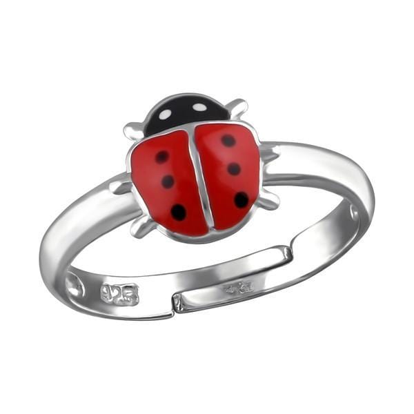 Silver Ladybug Ring For Kids