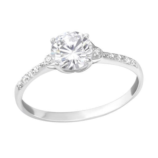 Sterling Silver Solitaire Engagement Ring