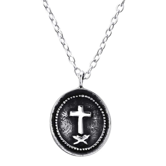 Oxidized Sterling Silver Coin Necklace