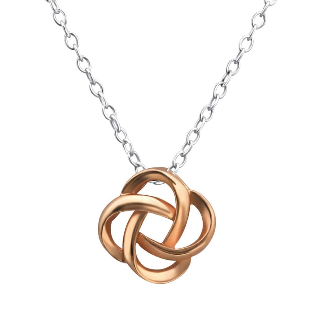 Sterling Silver Rose Gold Knot Necklace