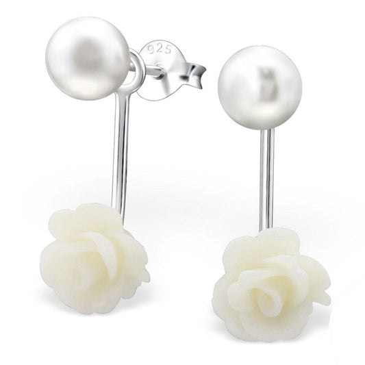 Sterling Silver Rose Pearl Earrings