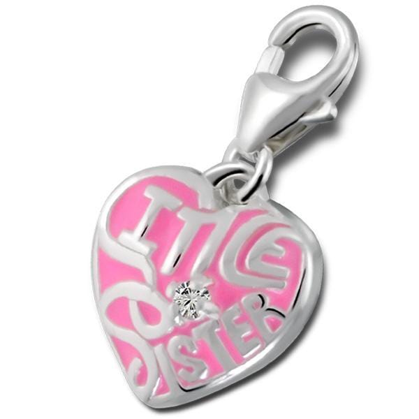 Silver Heart Sister Charm