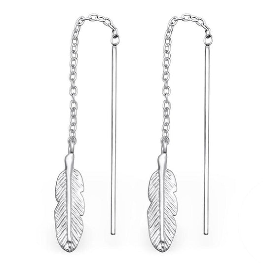 Sterling Silver Feather Earrings