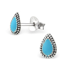 Silver Teardrop Pear Stud Earrings
