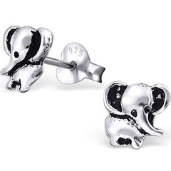 Silver Elephant Stud Earrings