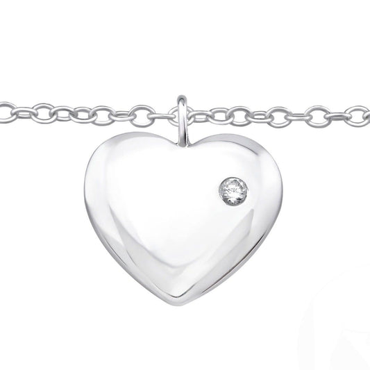 Silver Heart Anklet
