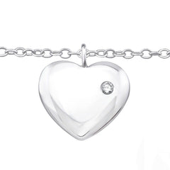 Silver Heart Anklet