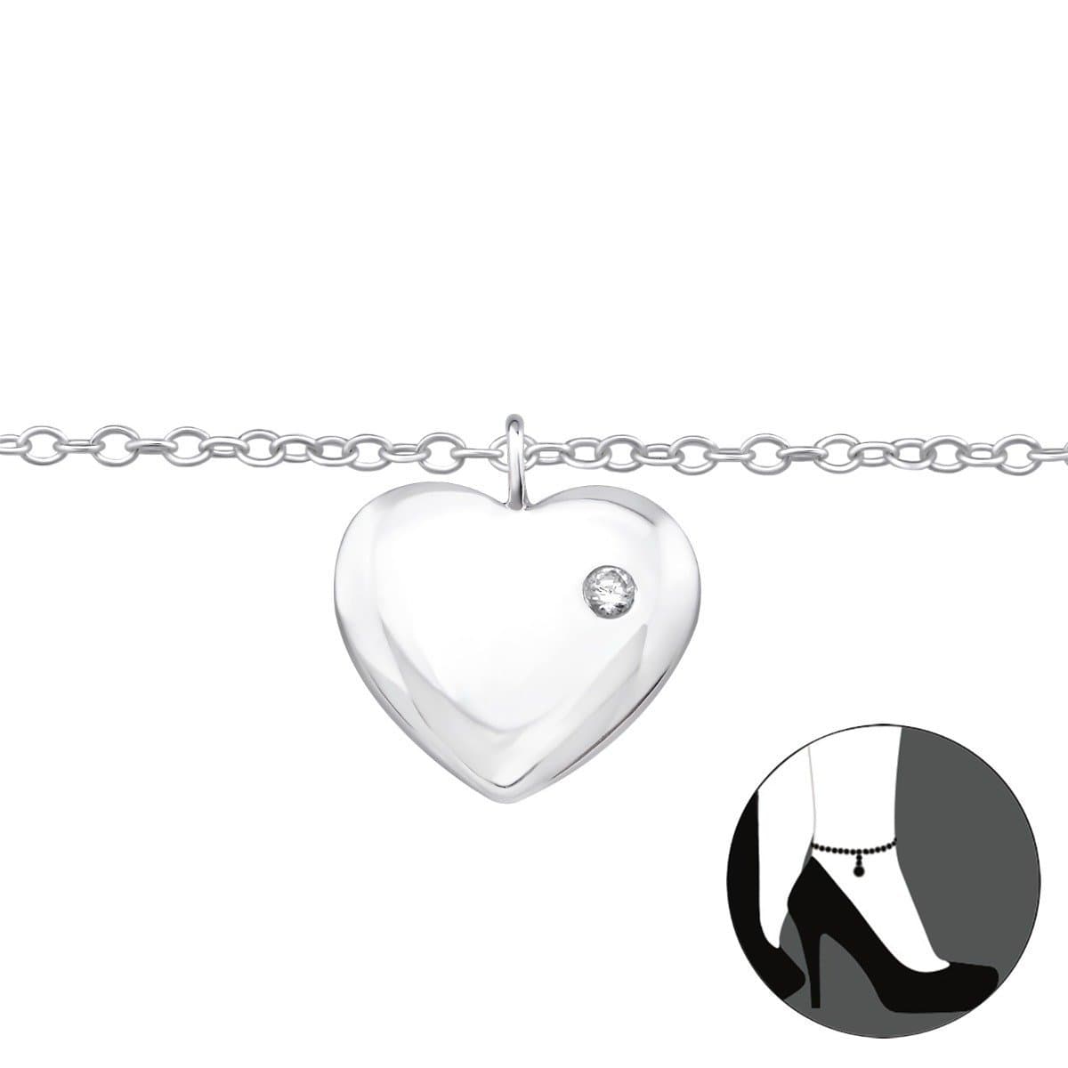 Silver Heart Anklet