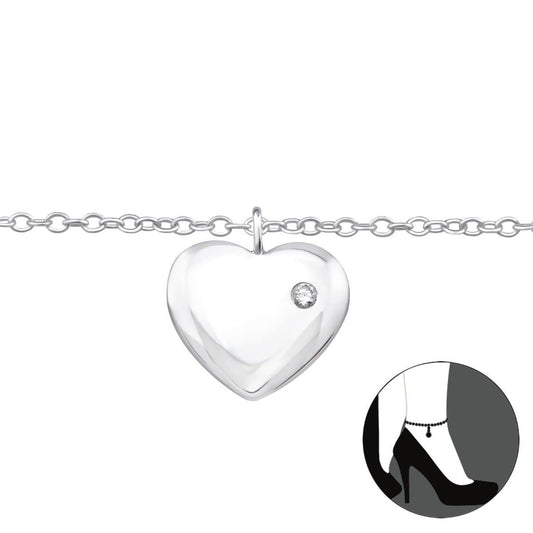 Silver Heart Anklet