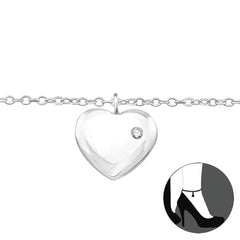Silver Heart Anklet