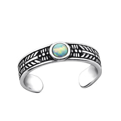 Sterling Silver Opal Toe Ring