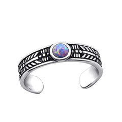 Sterling Silver Opal Toe Ring