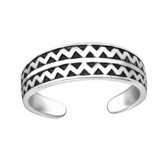 Sterling Silver ZIg Zag Patterned Toe Ring