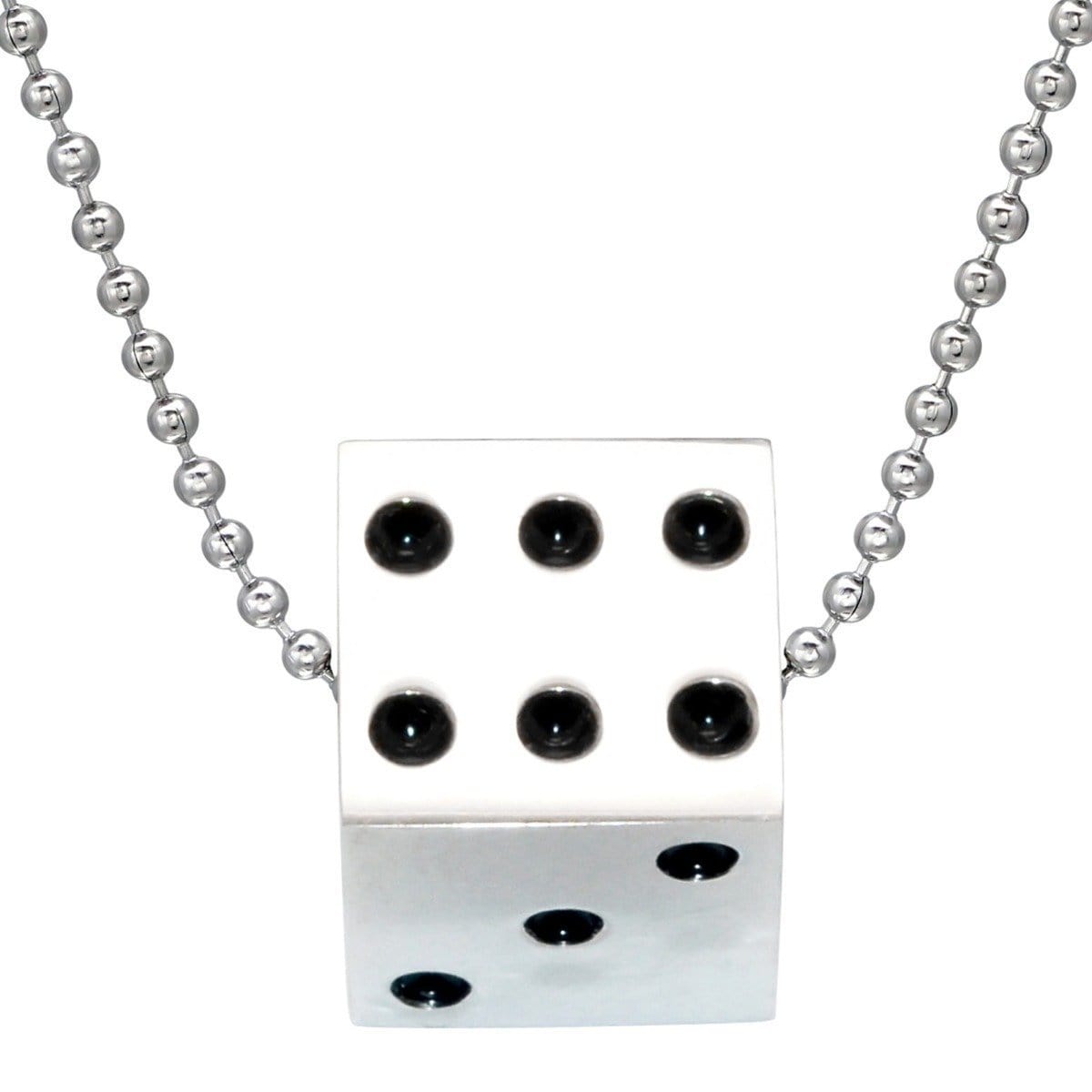 Stainless Steel Dice Pendant Necklace
