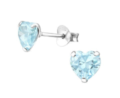 Silver Heart Birthstone  Stud Earrings