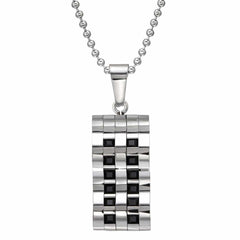 Steel Waved Tag Pendant Necklace