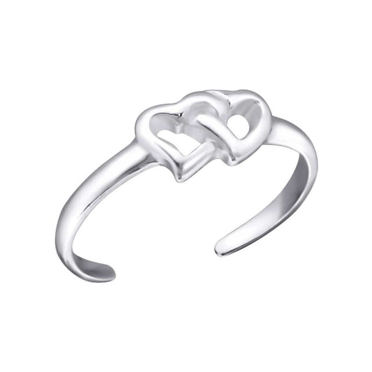 Sterling Silver Double Heart Toe Ring